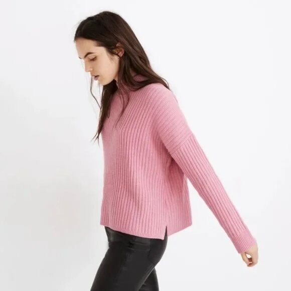 MADEWELL Recycled Cashmere Merino Wool Ribbed Mockneck Sweater Top Sz XS ~ NWOT - Picture 2 of 6